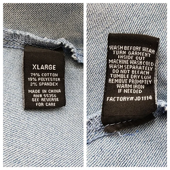 D.Jeans classic fit denim jacket light wash pockets button front sz xl nwt - Picture 14 of 16